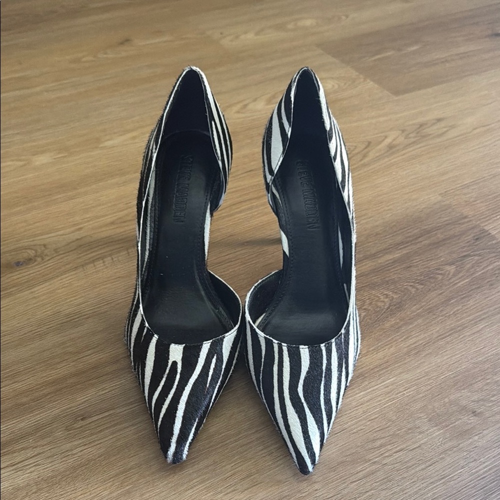 Steve Madden Zebra-Print Pointed D'Orsay Pumps - Black & White